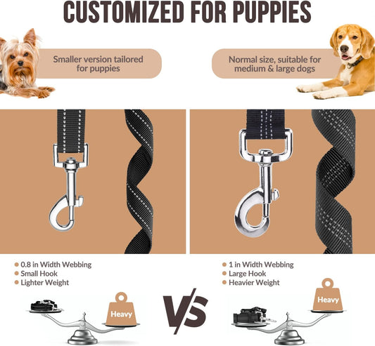 Dog Seat Belt for Car, 2 Pack Dog Car Harness Seatbelt Adjustable with Elastic Bungee Buffer, 2 in 1 Pet Car Leash Headrest Restraint Dog Reflective Safety Tether (S, Black, Headrest+Clip)
