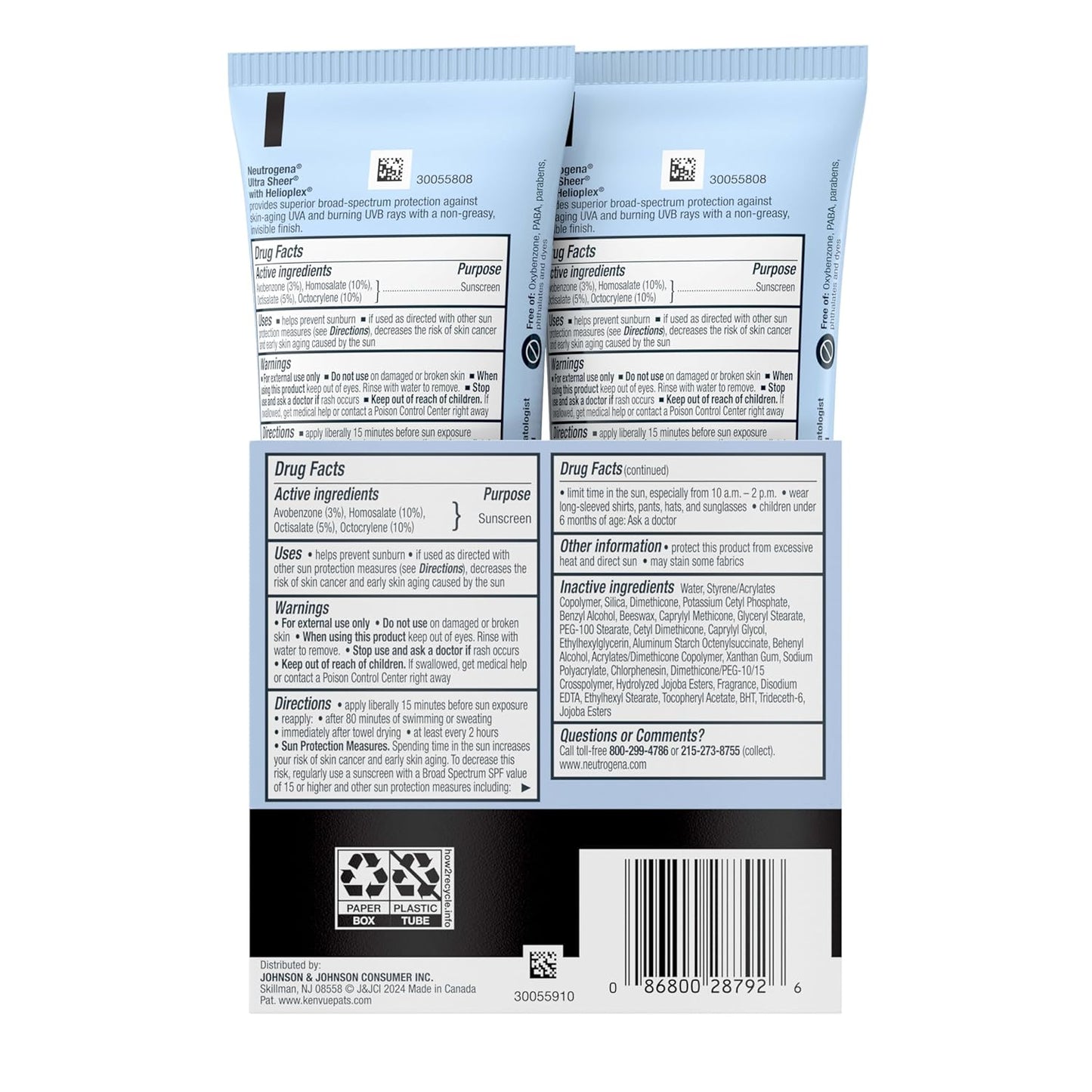 Neutrogena Ultra Sheer Dry-Touch Sunscreen for Face & Body, SPF 45 Broad Spectrum UVA/UVB Protection, Lightweight Water Resistant & Non-Greasy, Travel Size Sunscreen, 3 Fl. Oz 2 Pack