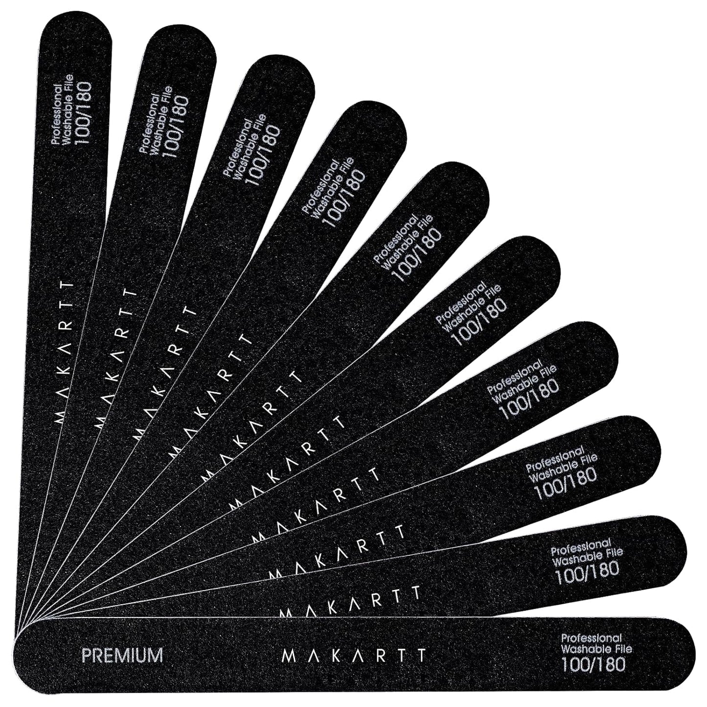 Nail File - 100/180 Grit Emery Boards for Nails, Professional Nail Files, 10Pcs Double Sides Black Coarse Fingernail Filer for Acrylic and Extension Gel Removal Manicure Kit Salon Home Use