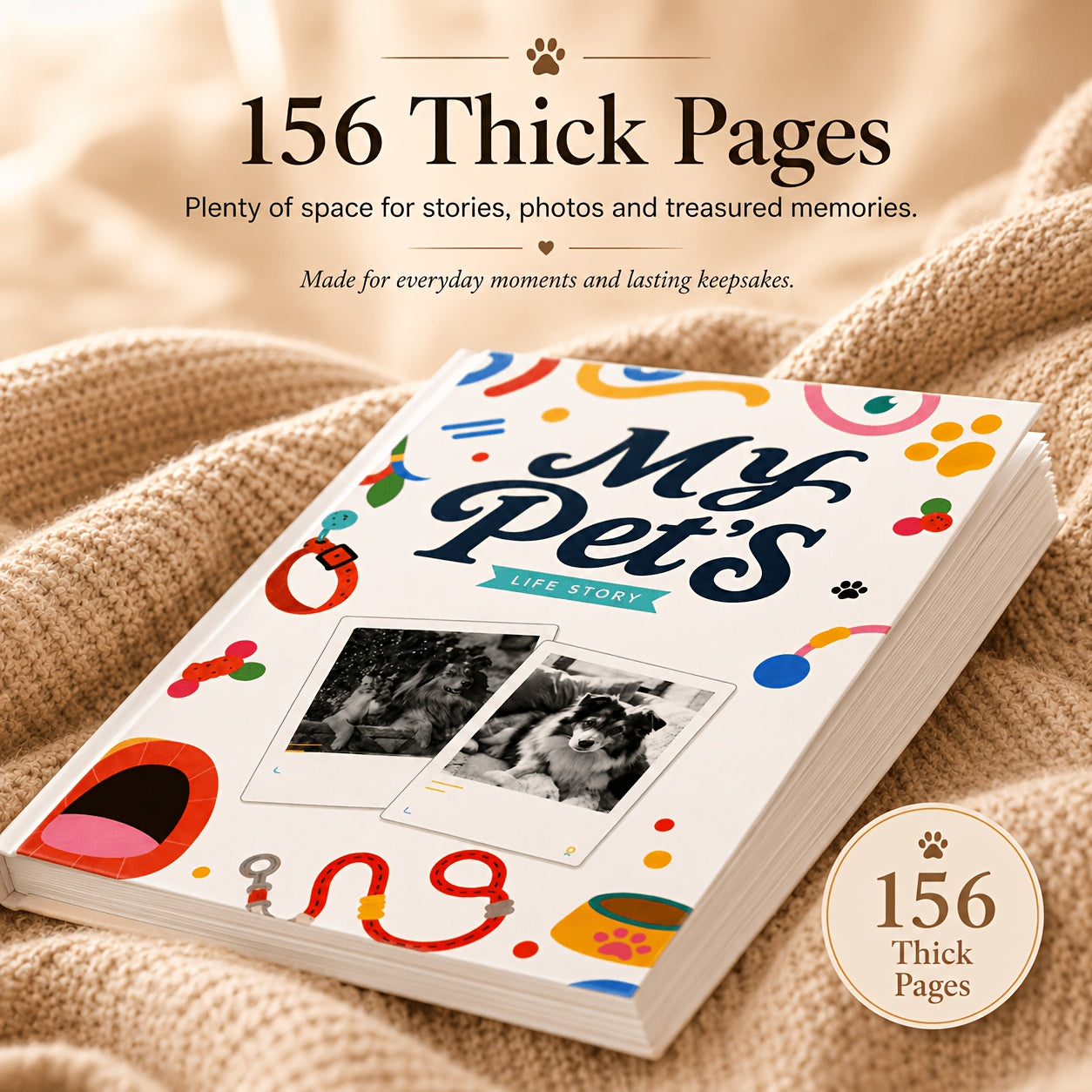 Pet Memory Book for Dogs & Cats – 156-Page Guided Keepsake Journal & Photo Album