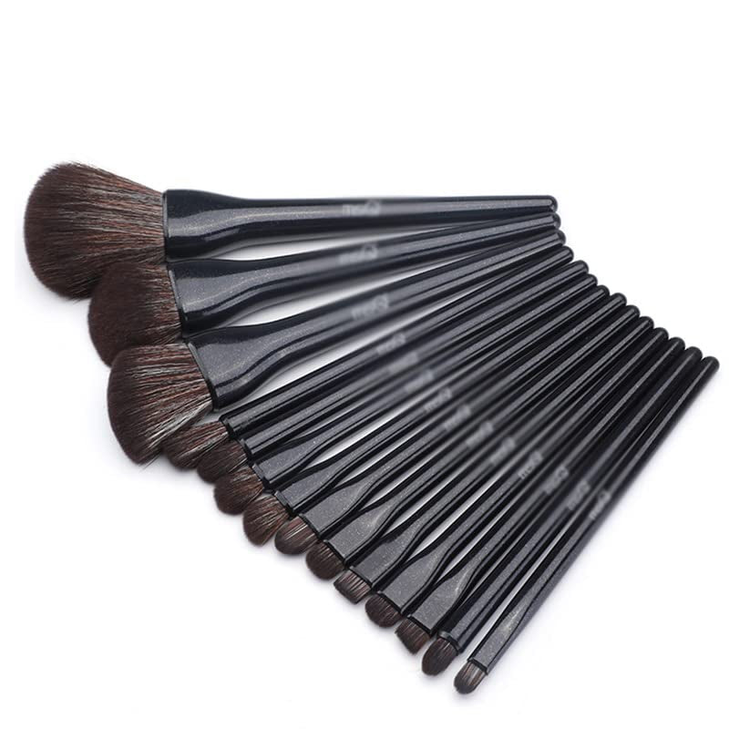 PTEXTU 14PCS Black Makeup Brushes Set Professional Foundation Powder Eyeshadow Beauty Cosmetic Soft Make up Brush Tools Kits