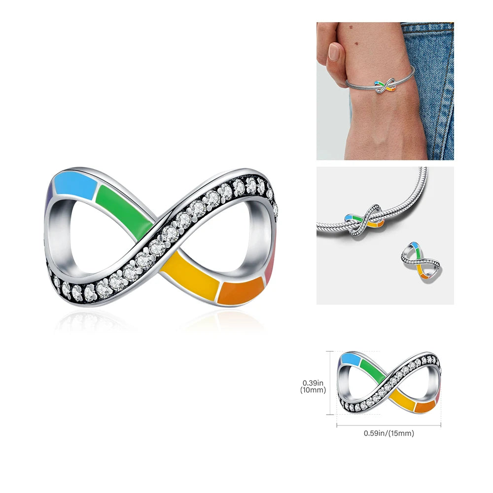 2025 Hot 925 Sterling Silver Rainbow Pride Month Charm Pendant Heart Bead Unlimited Fit Original Bracelet for Women Jewelry Gift