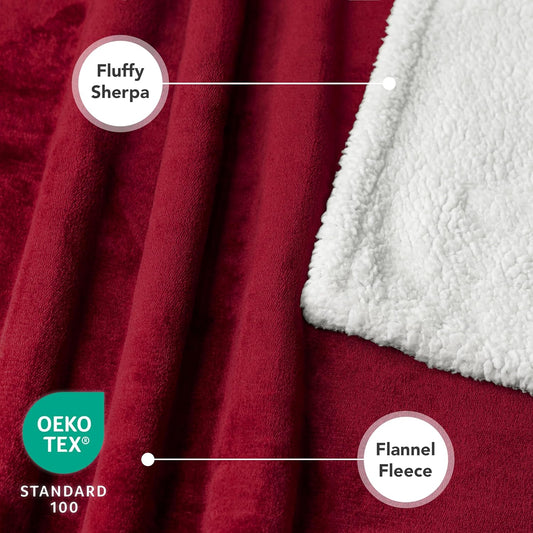Dog Blanket for Small Medium Dogs, Pet Bed Blanket Cat Puppy Kitten, Fleece Furniture Couch Cover Protector Sofa Car, Soft Sherpa Dog Throw Plush Reversible Washable, Mini 29X40 Maroon Red