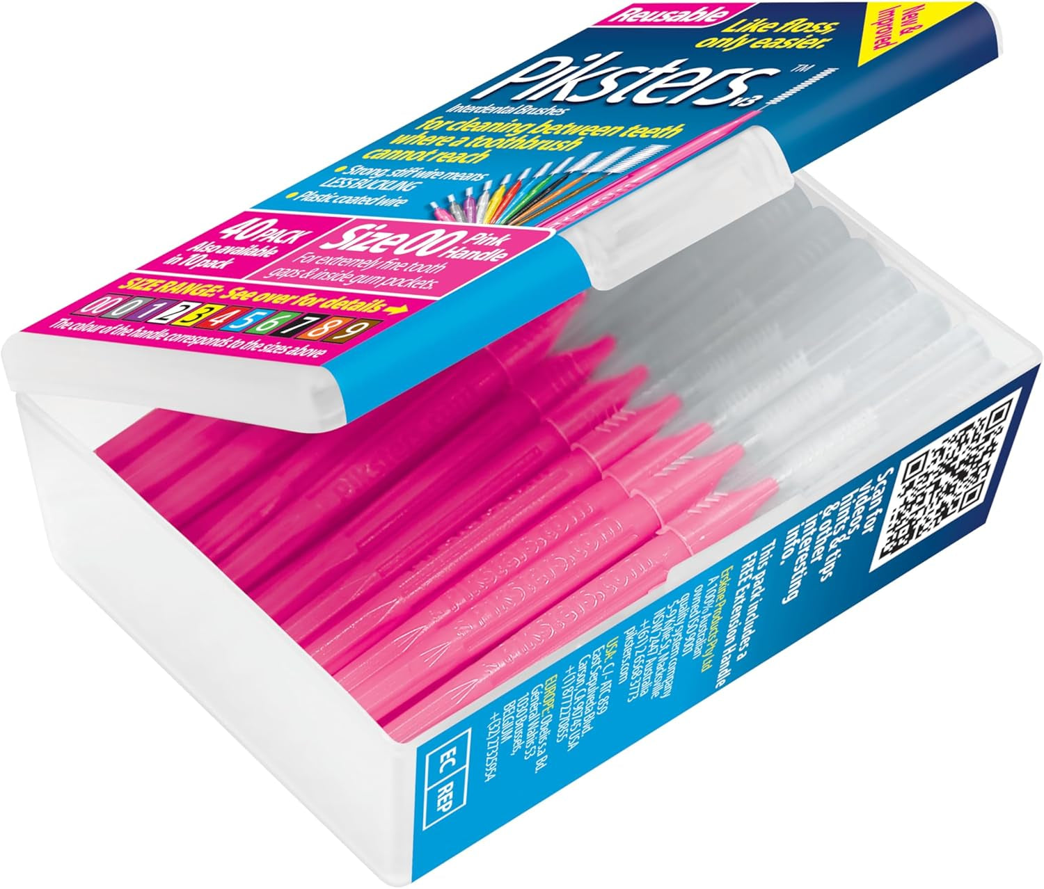 Interdental Brushes, 40 Pk, Size 00, Interdental Tooth Brush for Extremely Tight Gaps, Gum Soft Bristles for Plaque Removal, Safe for Braces
