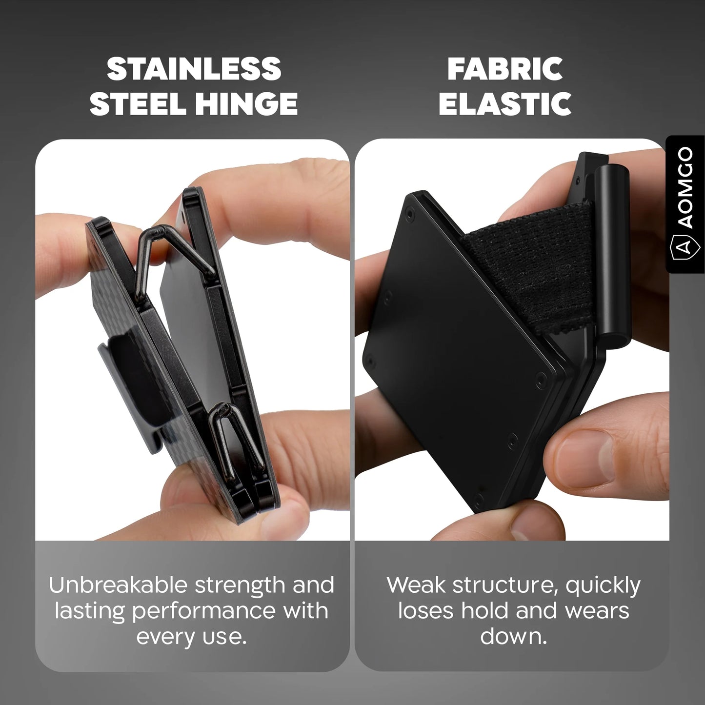 Slim Wallet for Men - RFID Blocking Carbon Fiber Money Clip & Cash Strap - Minimalist Front Pocket Wallet Credit Card Holder for Him - 14 Cards