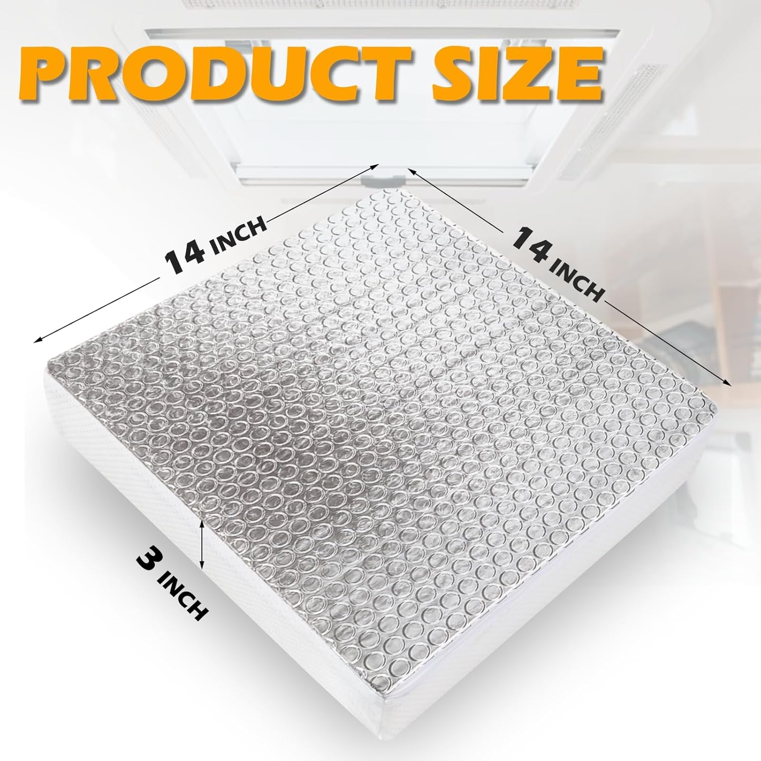 RV Vent Insulator 14″X14″X3″, 2 Piece Universal RV Skylight Cover with Reflective Surface, Skylight Shade Energy Savings Sunroof Fits for 14 Inch X 14 Inch Rv/Camper Vents
