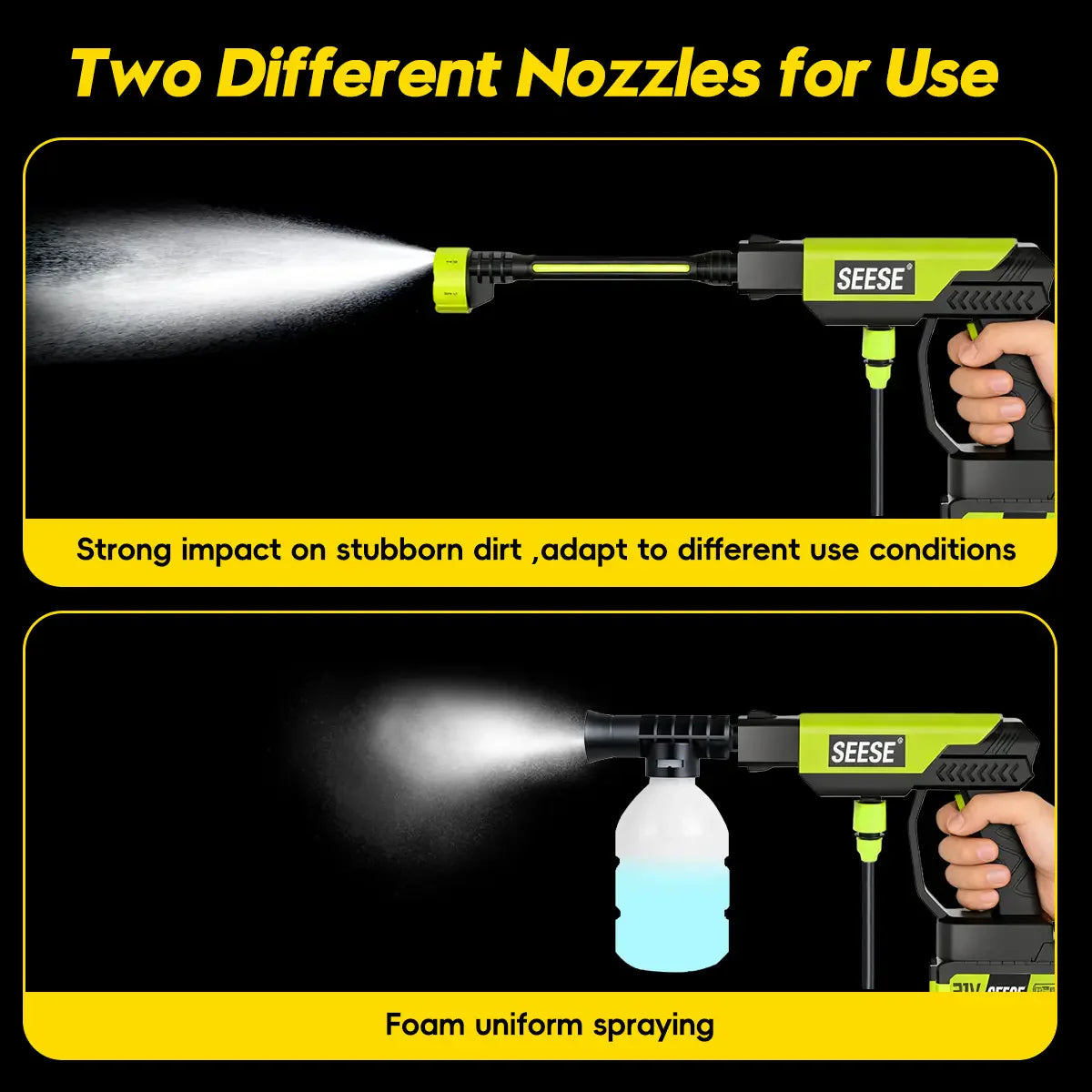 【Fathersdaygift】Seese Cordless Pressure Washer and Single Port Charger Base, Bottle Portable Washer for Car,Home Cleaning & Garden Watering Fathersdaygift