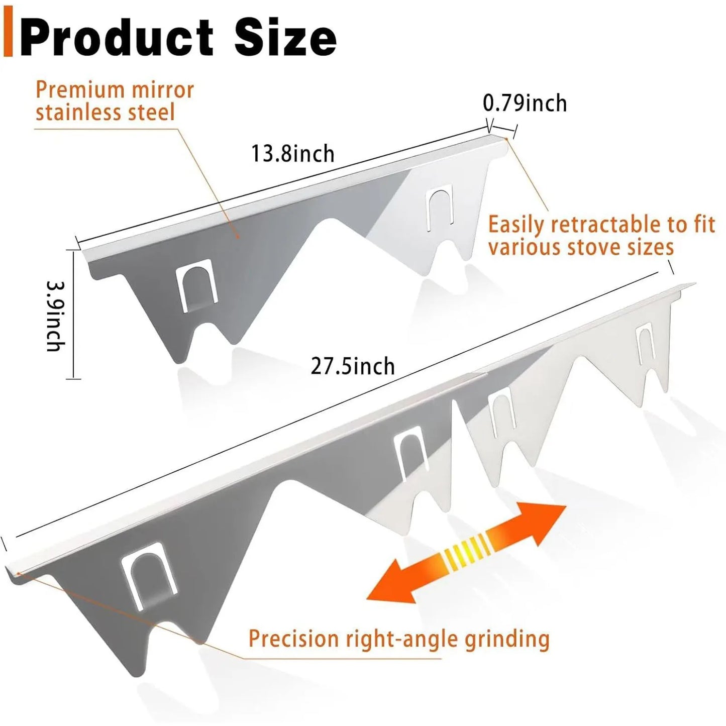 Stainless Steel Stove Gap Cover 2 Pairs Adjustable Inch Multi Kitchen Gap Filler Counter Cover Easy Clean Silver Home