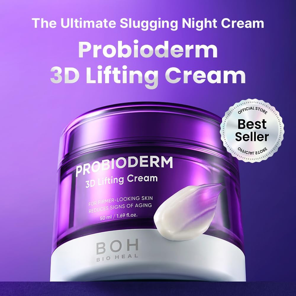 [Cardi B'S Pick]  Probioderm 3D Lifting Cream 1.7 Fl Oz - Advanced Korean Facial Night Cream with 17-Peptide Complex & Probioderm for Face and Neck, Butter-Rich Texture for Perfect Slugging