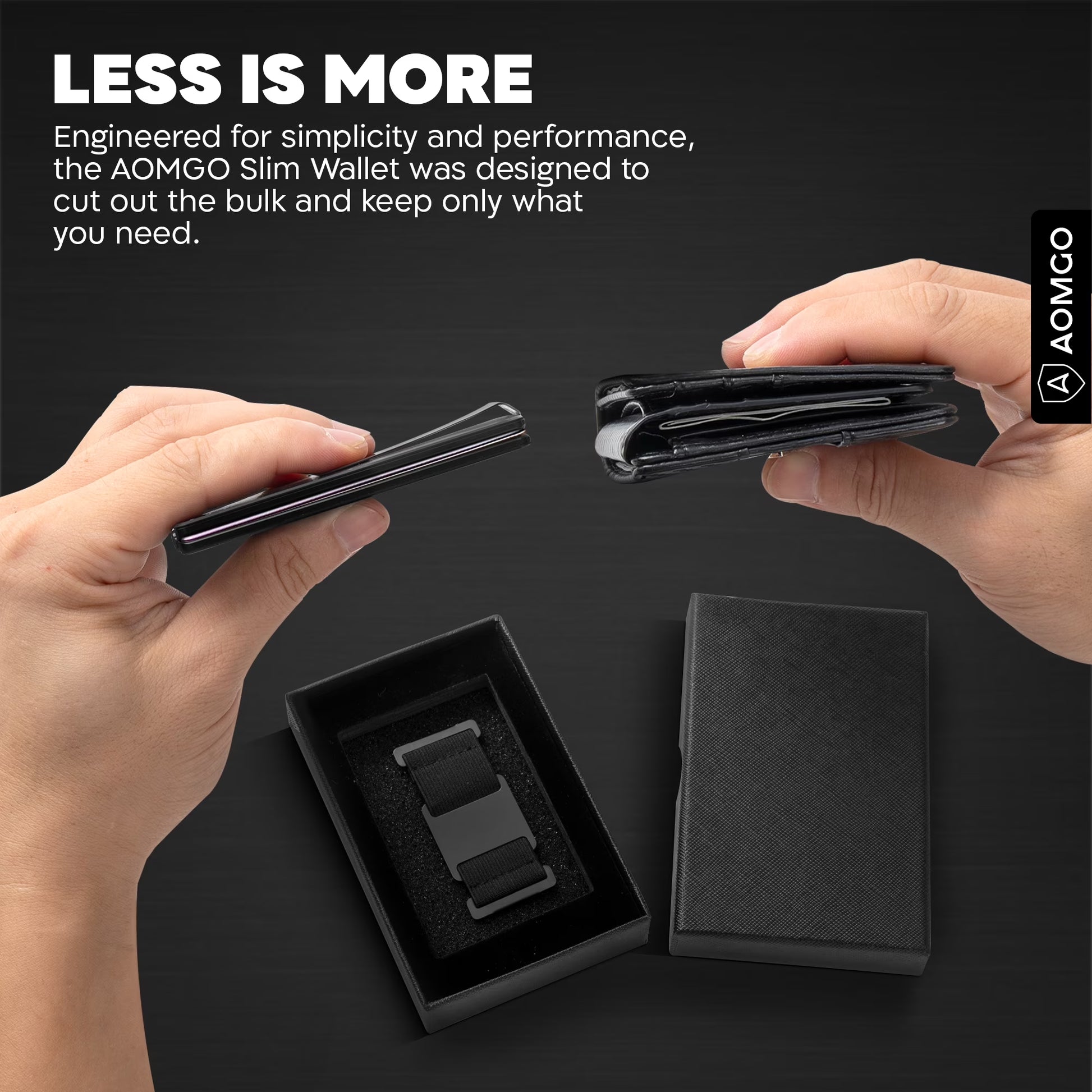 Slim Wallet for Men - RFID Blocking Carbon Fiber Money Clip & Cash Strap - Minimalist Front Pocket Wallet Credit Card Holder for Him - 14 Cards