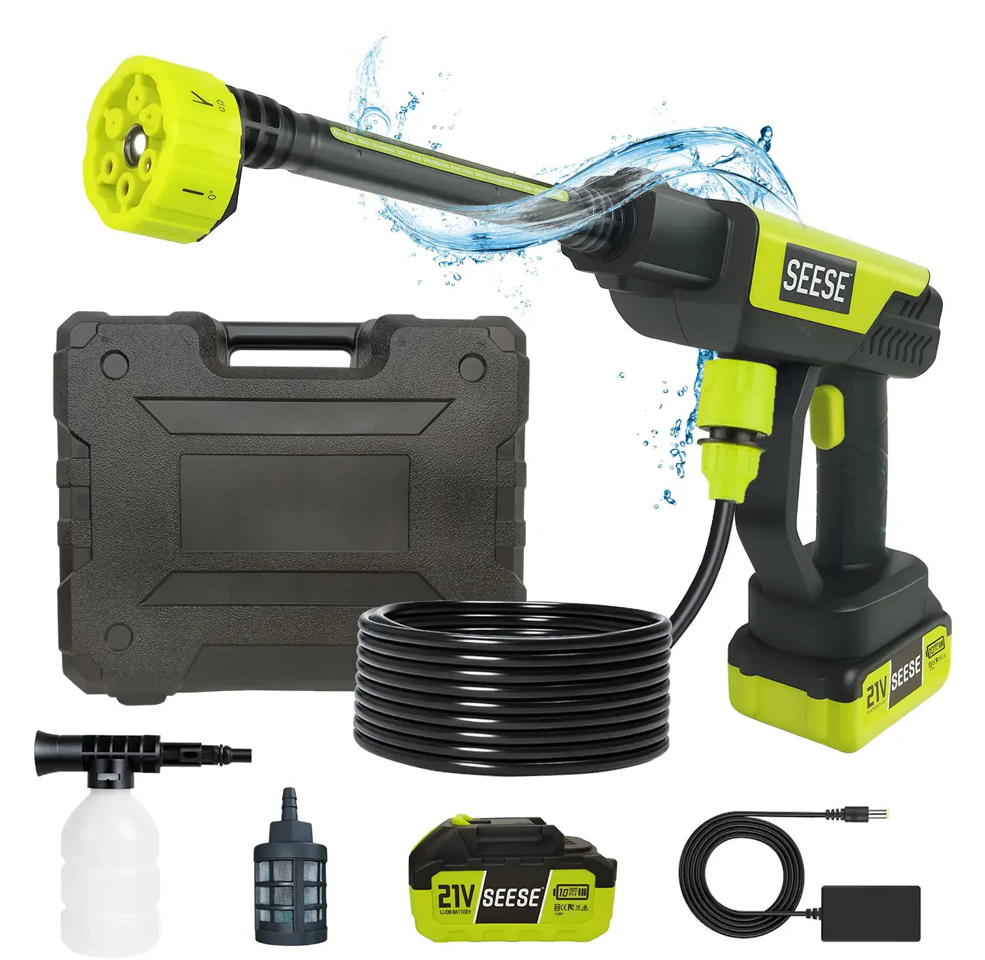【Fathersdaygift】Seese Cordless Pressure Washer and Single Port Charger Base, Bottle Portable Washer for Car,Home Cleaning & Garden Watering Fathersdaygift