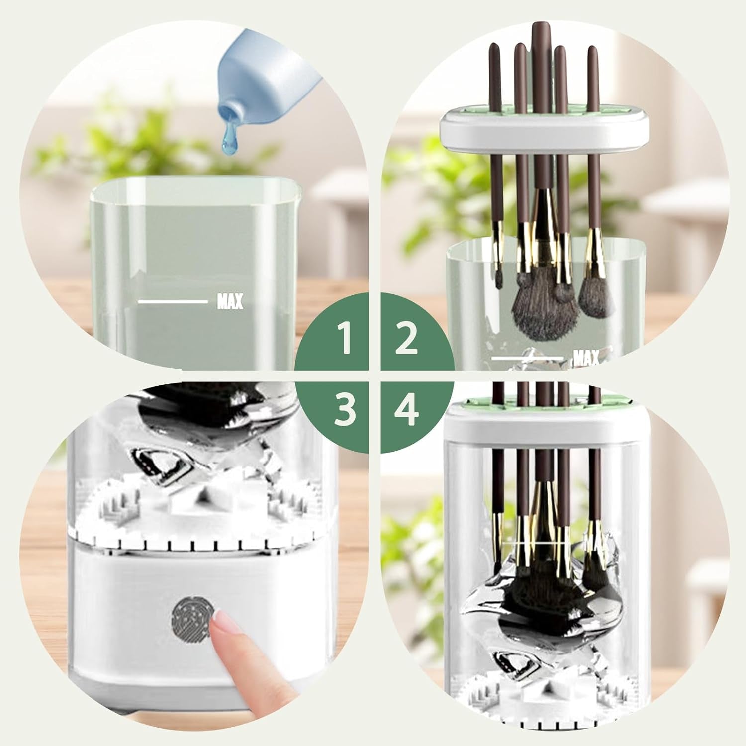 Electric Makeup Brush Cleaner Machine, Upgrade Cosmetic Brush Cleaner,Automatic Spinning USB Efficient Makeup Brush Cleaner Fit for All Size Makeup Brushes (White)