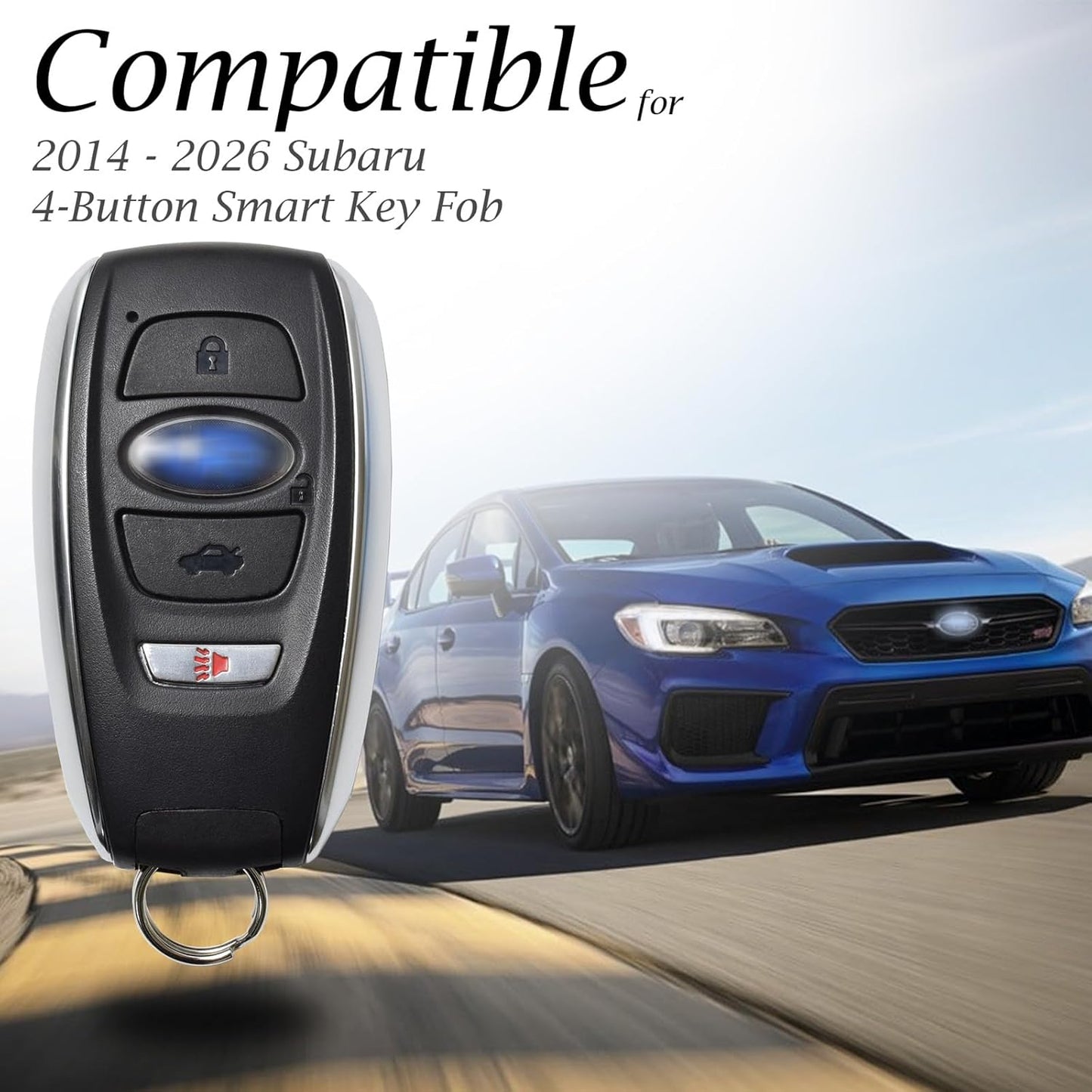 Leather Smart Key Fob Case Cover Compatible with Subaru Forester, Impreza, Outback, WRX, BRZ, XV Crosstrek, Ascent, Solterra (2014 - 2026 Models) - 4 Buttons, Black/Red