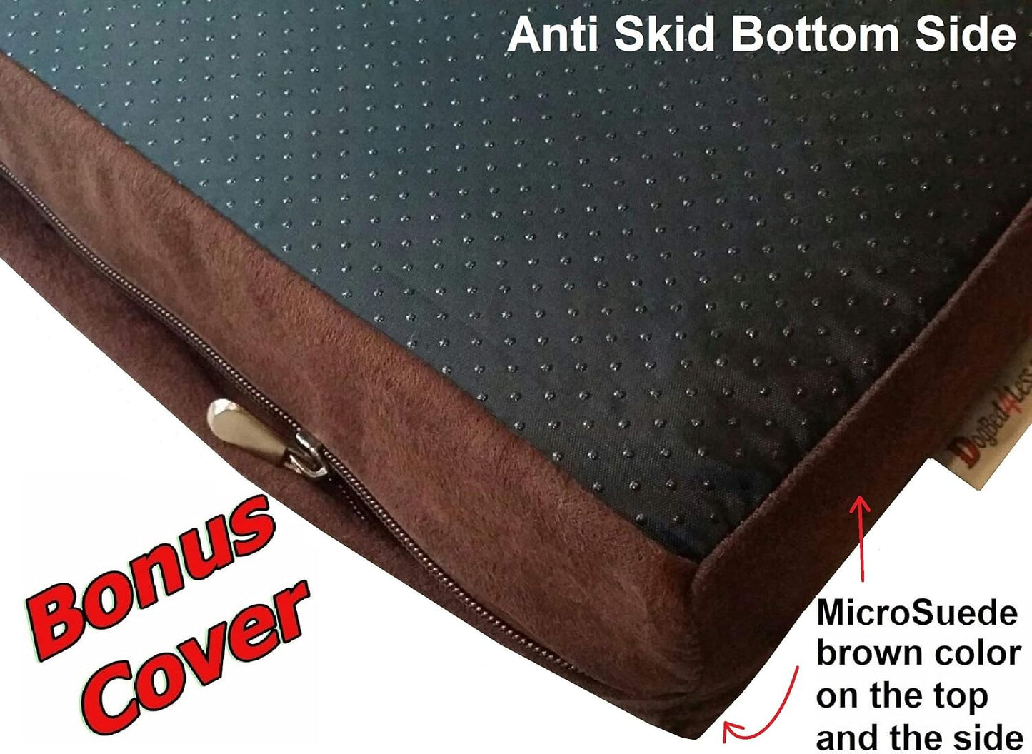 Orthopedic Small Medium Cool Memory Foam Pet Dog Bed, Waterproof Liner with Khaki Microsuede Cover and Extra External Case 35X20X4 Inch