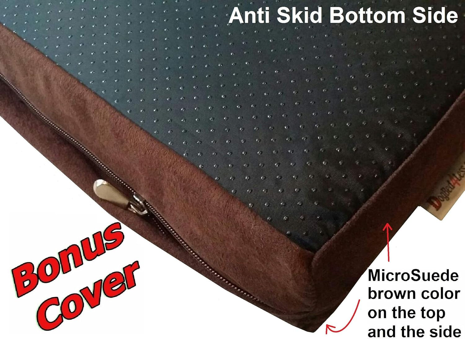 Orthopedic Small Medium Cool Memory Foam Pet Dog Bed, Waterproof Liner with Khaki Microsuede Cover and Extra External Case 35X20X4 Inch