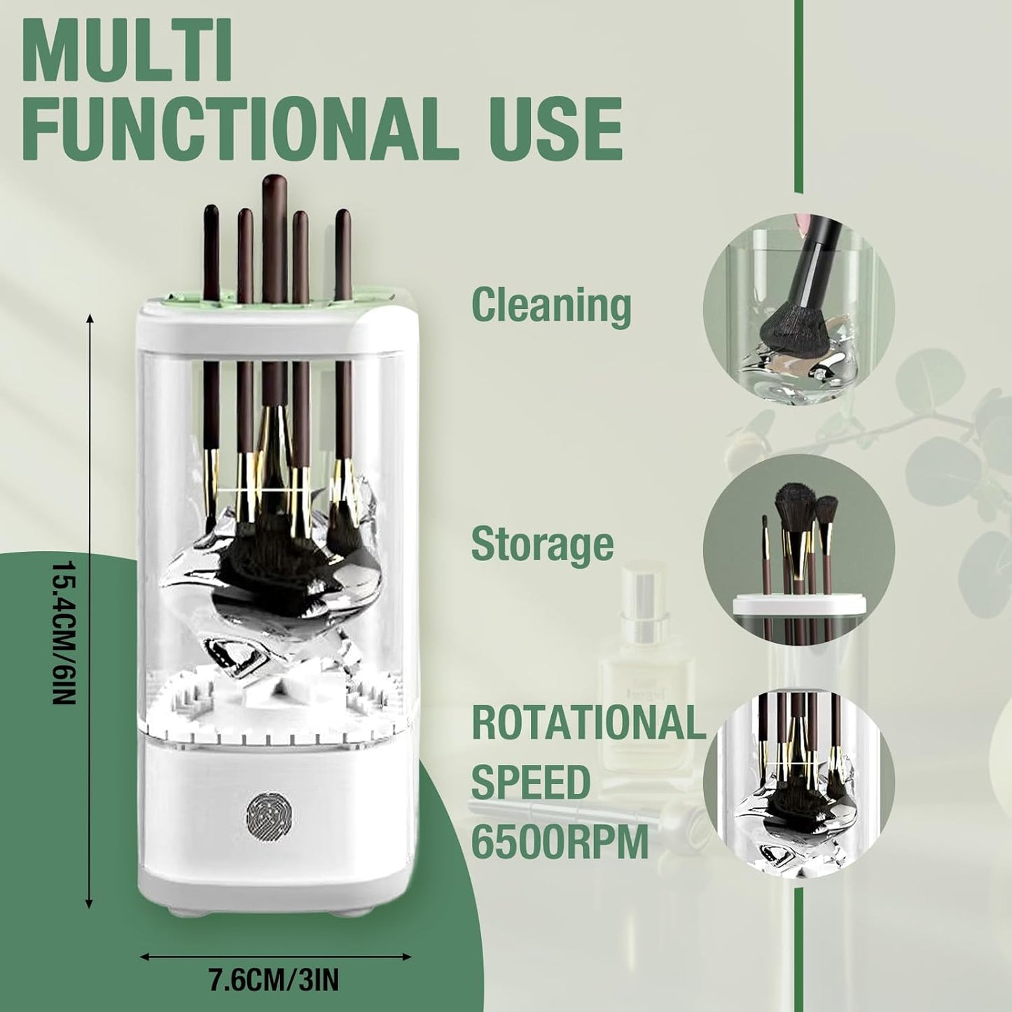 Electric Makeup Brush Cleaner Machine, Upgrade Cosmetic Brush Cleaner,Automatic Spinning USB Efficient Makeup Brush Cleaner Fit for All Size Makeup Brushes (White)