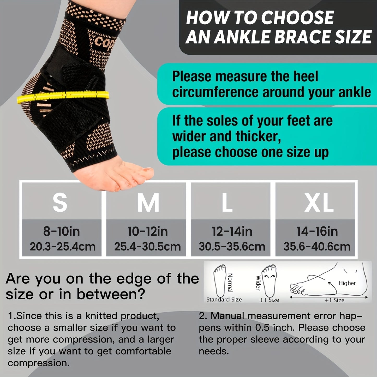 2pcs Copper Ankle Support Braces – Adjustable Compression Foot & Ankle Brace for Sports, Fitness, Injury Recovery, and Pain Relief