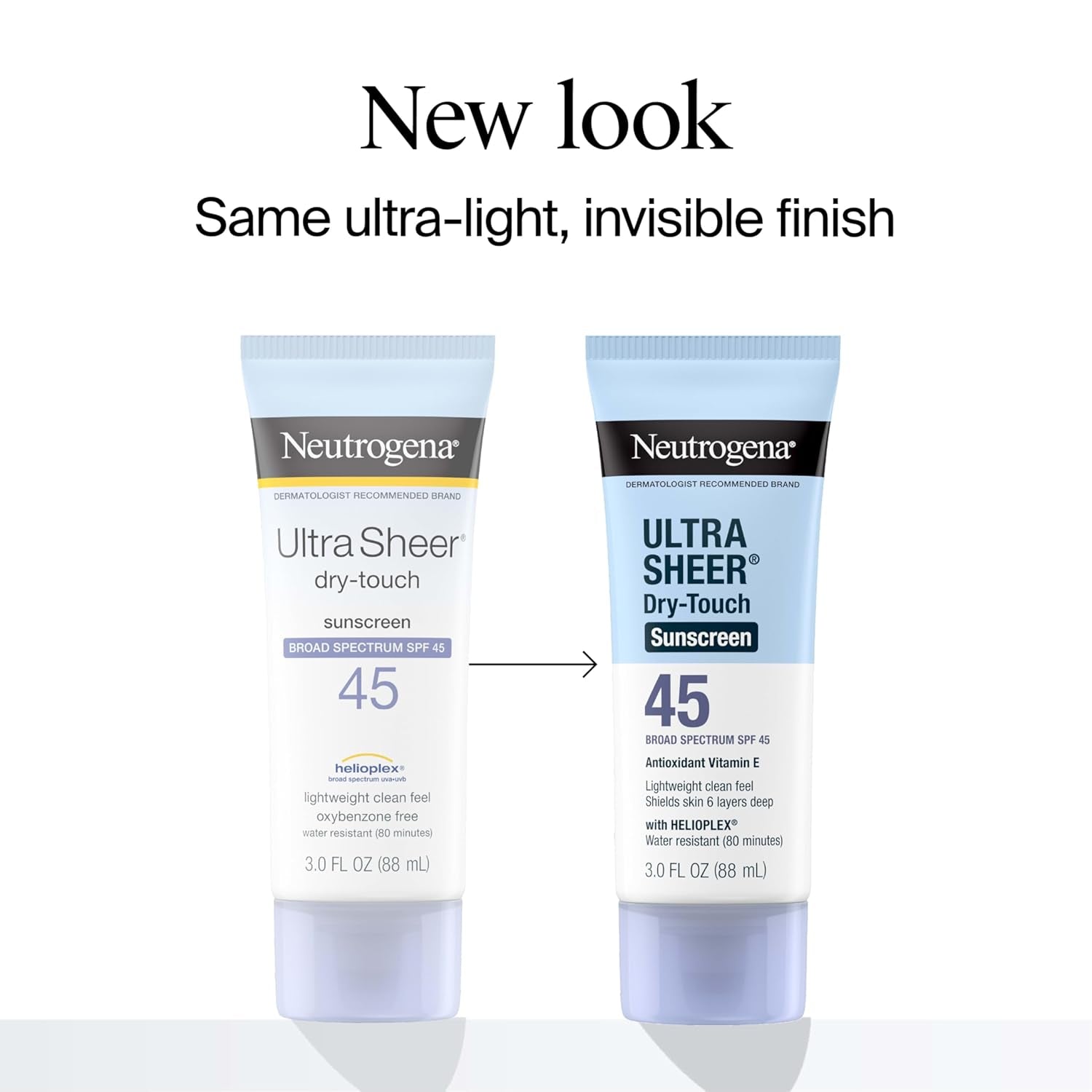 Neutrogena Ultra Sheer Dry-Touch Sunscreen for Face & Body, SPF 45 Broad Spectrum UVA/UVB Protection, Lightweight Water Resistant & Non-Greasy, Travel Size Sunscreen, 3 Fl. Oz 2 Pack