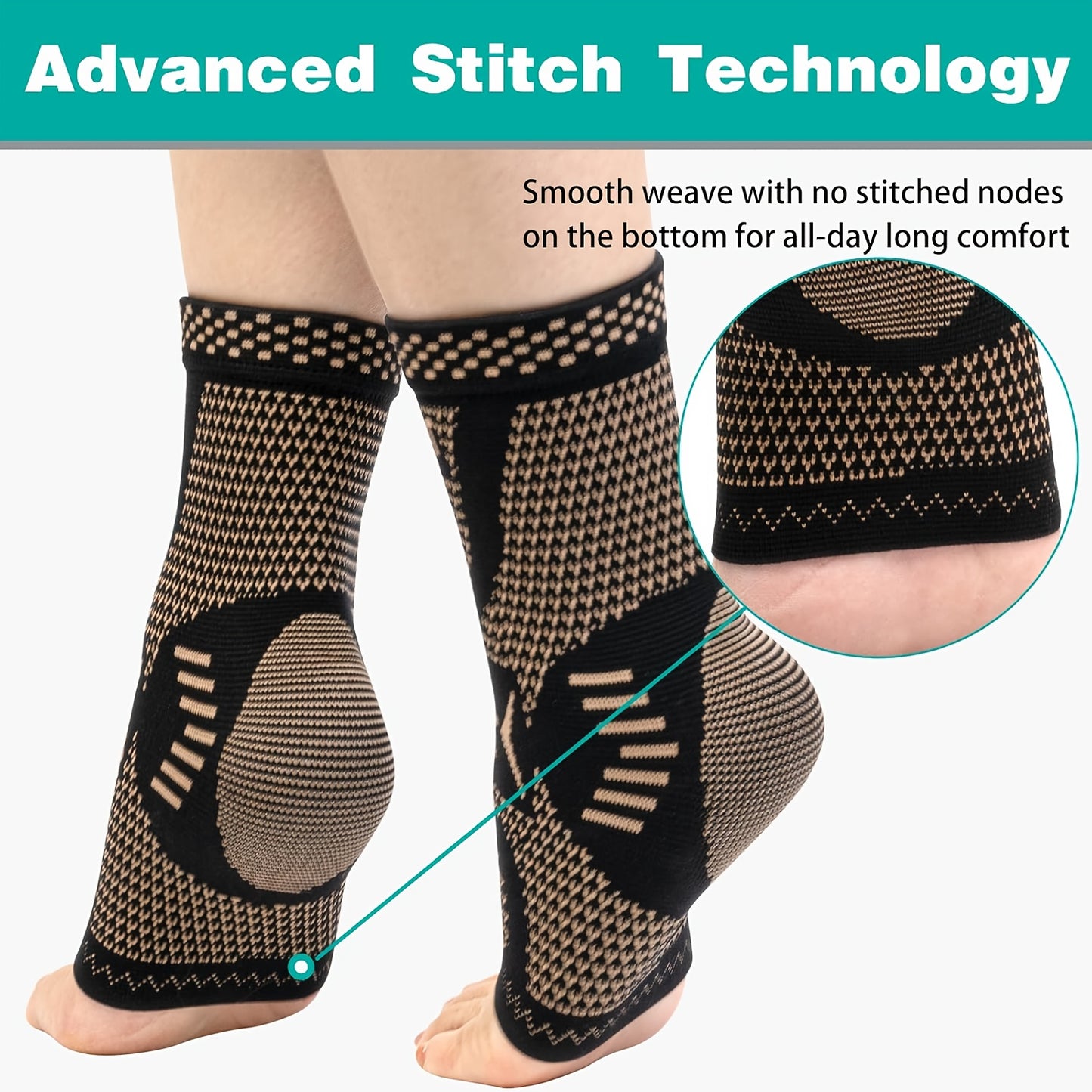 2pcs Copper Ankle Support Braces – Adjustable Compression Foot & Ankle Brace for Sports, Fitness, Injury Recovery, and Pain Relief