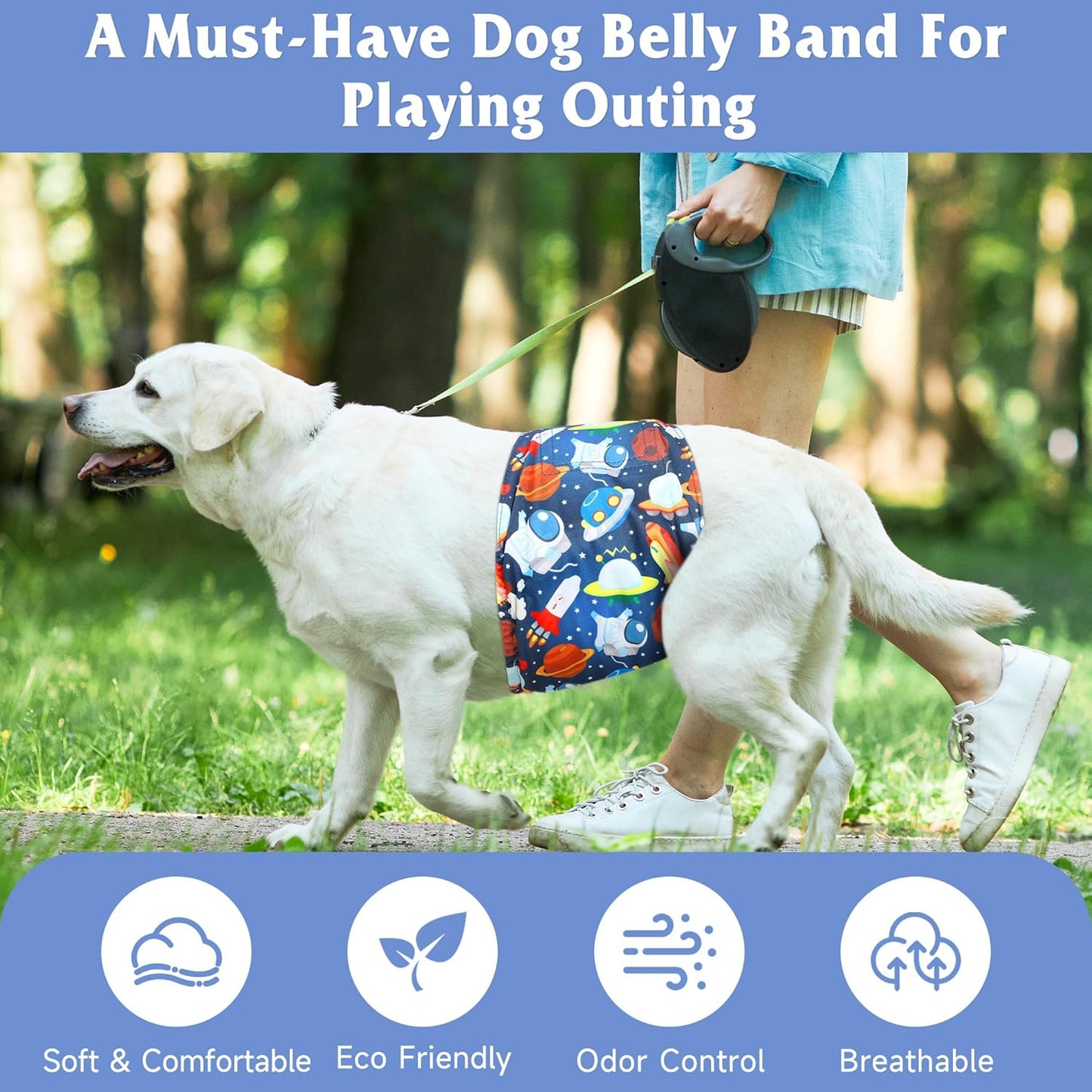 Reusable Dog Diapers Male 3Pcs, Premium Washable Belly Band for Male Dogs Xlarge, High Absorbing Male Dog Wraps for Doggie & Puppy in Incontinence, Excitable Urination and Training XL