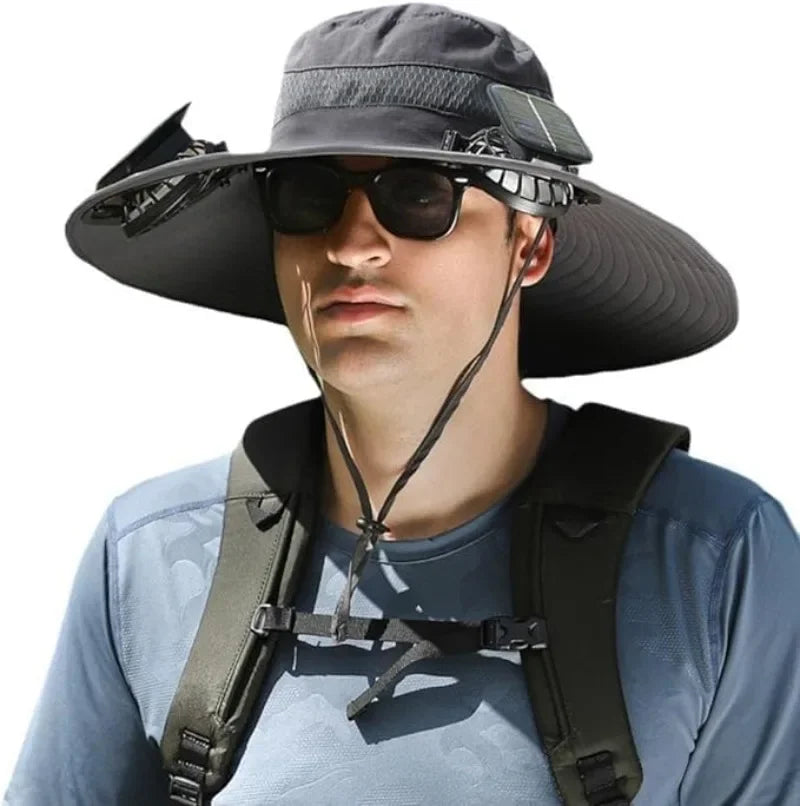 Sunscreen Sun Hat with Solar Fan Outdoor Wide Brim Sun Hat with Fan Upf50 USB Charging Wide Brim Sun Hat for Travel Outdoor