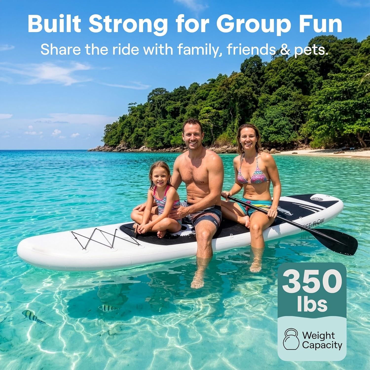 Inflatable Stand up Paddle Board with Premium SUP Accessories – Wide Stable Design with Non-Slip EVA Deck Pad for Adults and Youth of All Skill Levels, 350 Lbs Capacity