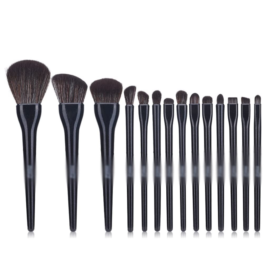 PTEXTU 14PCS Black Makeup Brushes Set Professional Foundation Powder Eyeshadow Beauty Cosmetic Soft Make up Brush Tools Kits