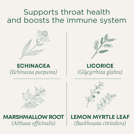 Organic, Throat Coat Lozenges, Lemon Ginger Echinacea - Herbal Cough Drops, Helps Soothe Sore Throat - Non-Gmo, Stimulant-Free - 16 Count