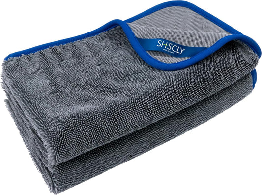 Microfiber Car Drying Towel Super Absorbent Twist Pile Car Towels Rapid Drying Large Cleaning Lint-Free Detailing Cloth Gray 20 X 24 Inches Pack of 2