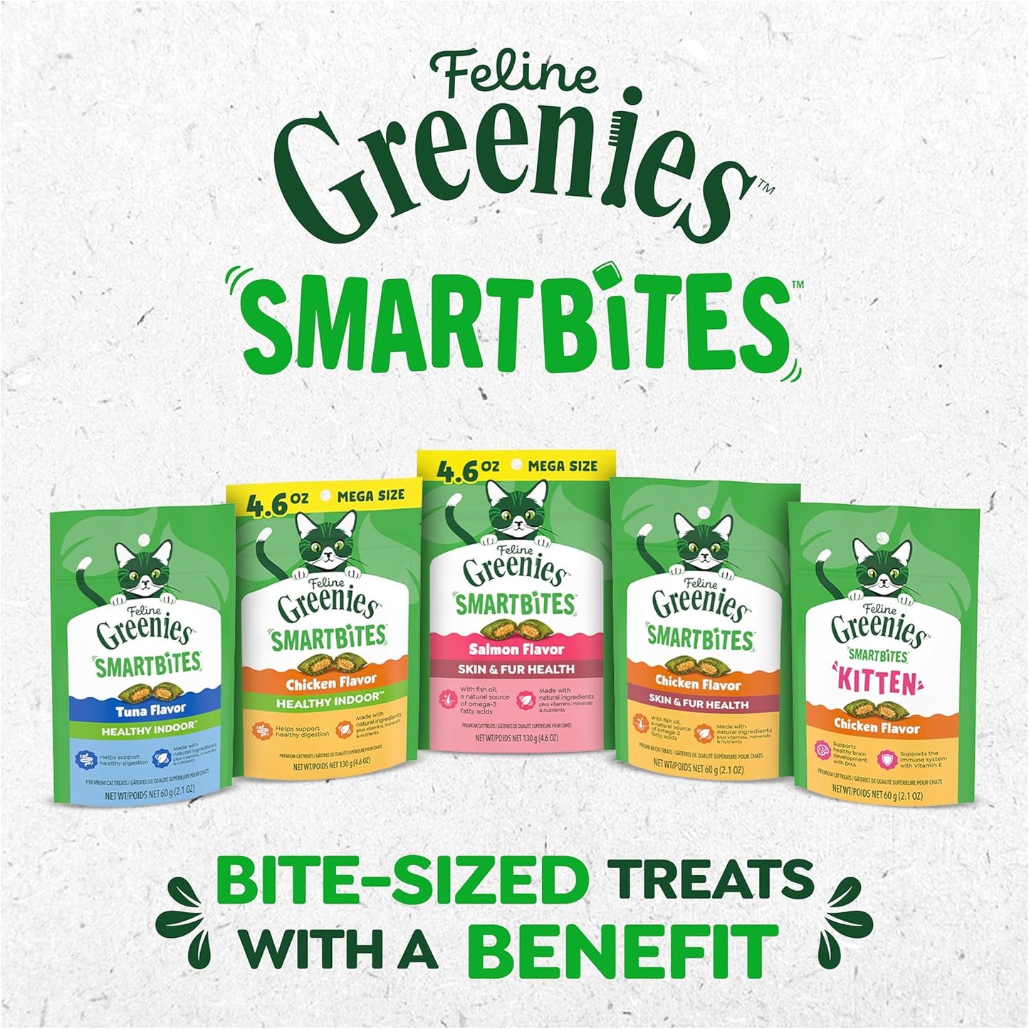 Greenies Feline Smartbites, Cat Treats Healthy Recipe, Indoor Cat Treats, Chicken Flavor, 16 Oz. Tub