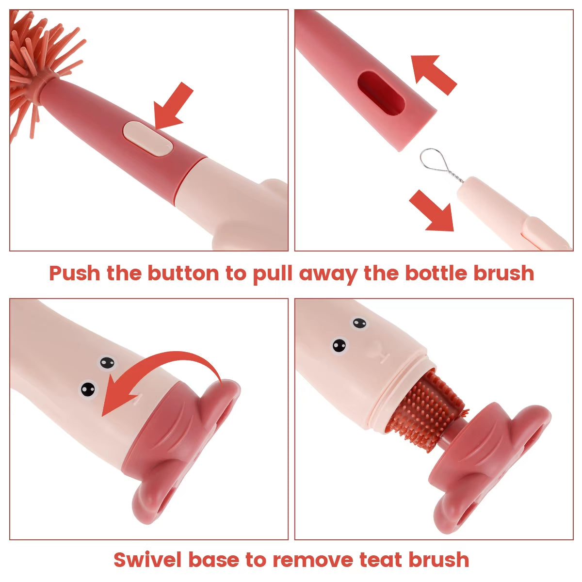 3Pcs Baby Bottle Brush Set 3 in 1 Silicone Baby Bottle Cleaner Pacifier Brush with Stand Portable Straw Glass Cup Cleaner Brush
