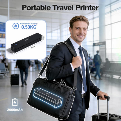 HPRT Portable Wireless Thermal Printer, Ideal for Travel And Home Use, Includes Carrying Case And 200 Sheets of Thermal Paper, Supports 8.5X11-Inch US Letter Size, Compatible with Smartphones And Laptops