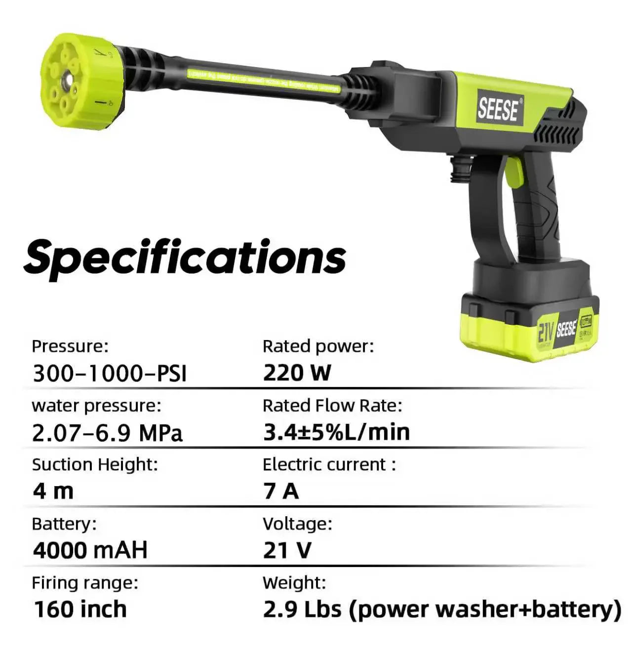 【Fathersdaygift】Seese Cordless Pressure Washer and Single Port Charger Base, Bottle Portable Washer for Car,Home Cleaning & Garden Watering Fathersdaygift