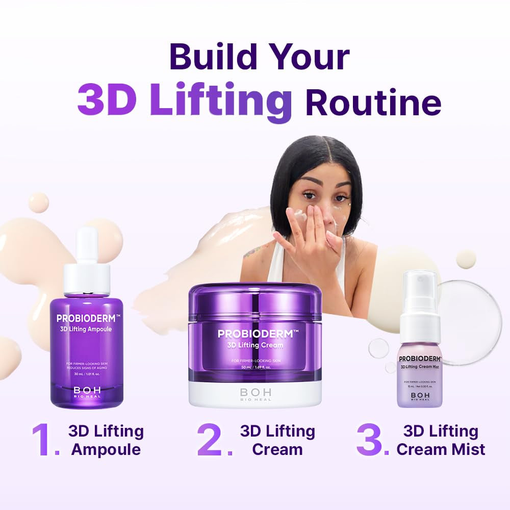 [Cardi B'S Pick] Probioderm 3D Lifting Skincare Set | Korean Night Cream, Serum & Hydrating Face Mist for Lifting & Firming | Perfect Anti-Aging Routine for Dry, Dull, Saggy Skin