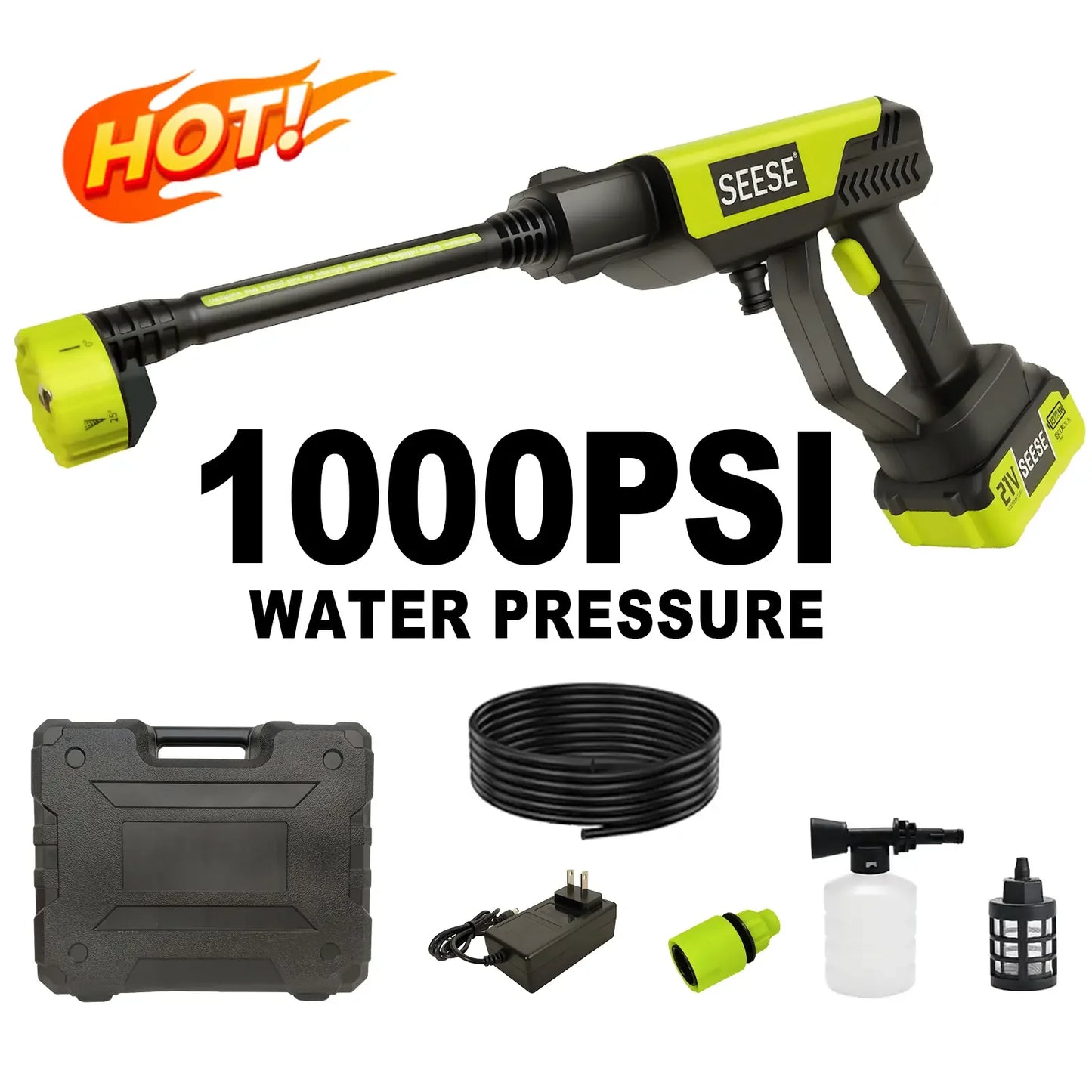 【Fathersdaygift】Seese Cordless Pressure Washer and Single Port Charger Base, Bottle Portable Washer for Car,Home Cleaning & Garden Watering Fathersdaygift