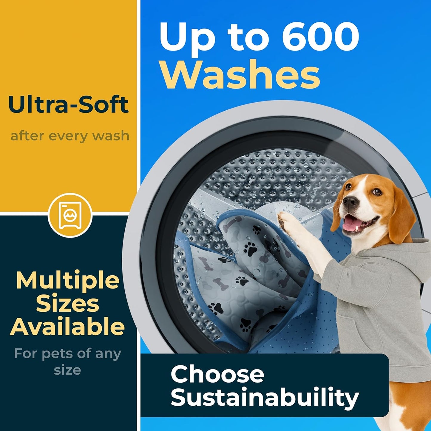 Washable Pee Pads for Dogs - Waterproof Reusable Puppy Pads with Anti-Slip Backing, Pet Training Pad for Puppy Playpen, Crate, Whelping Box, Potty Training (Pack of 6 - 30X34)