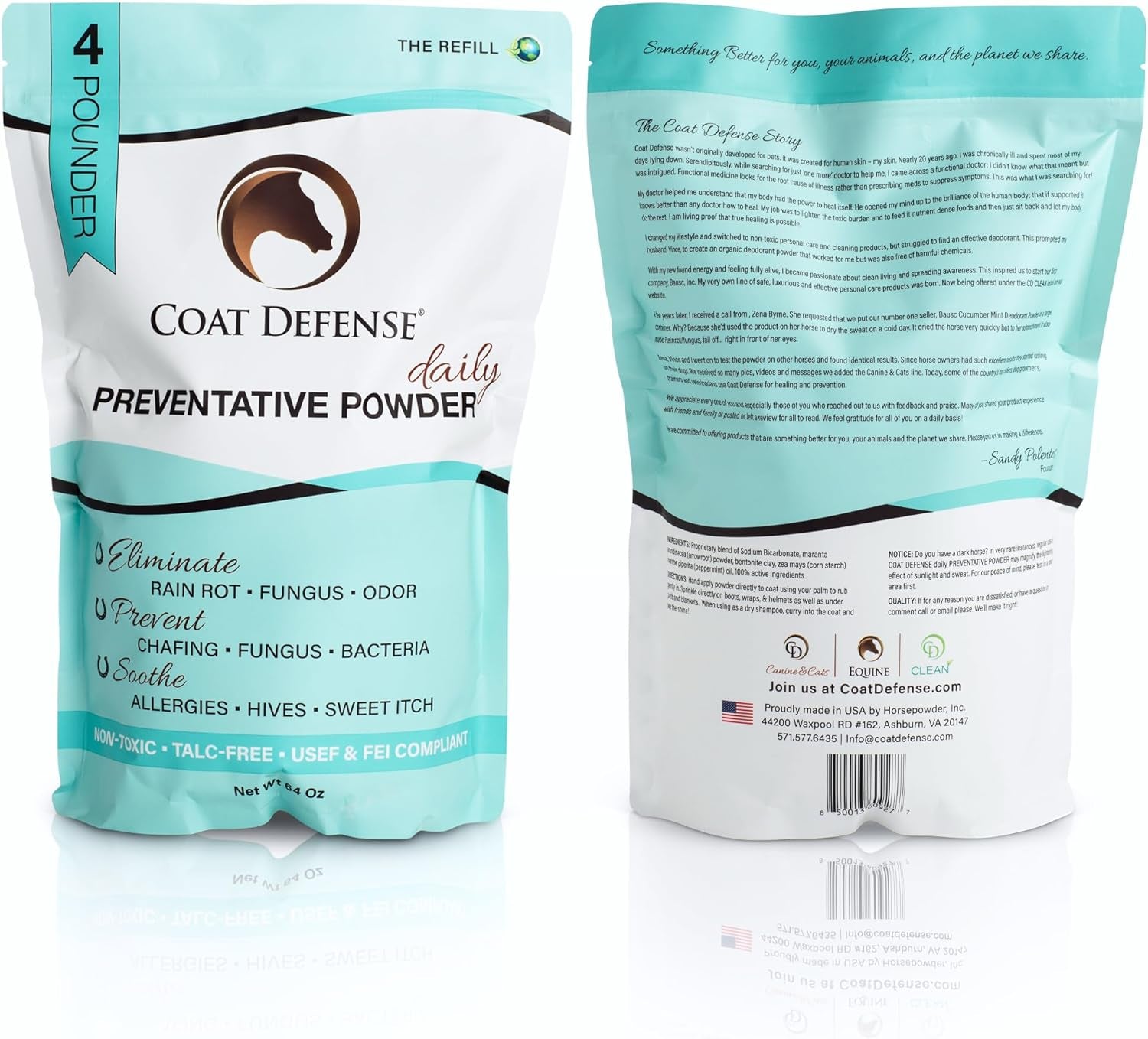 Daily Preventative Powder & Rain Rot Treatment for Horses | Safe & Effective Equine Sweet Itch, Skin Funk, Scratches | Dry Horse Shampoo, 64 Oz. | All Natural Ingredients