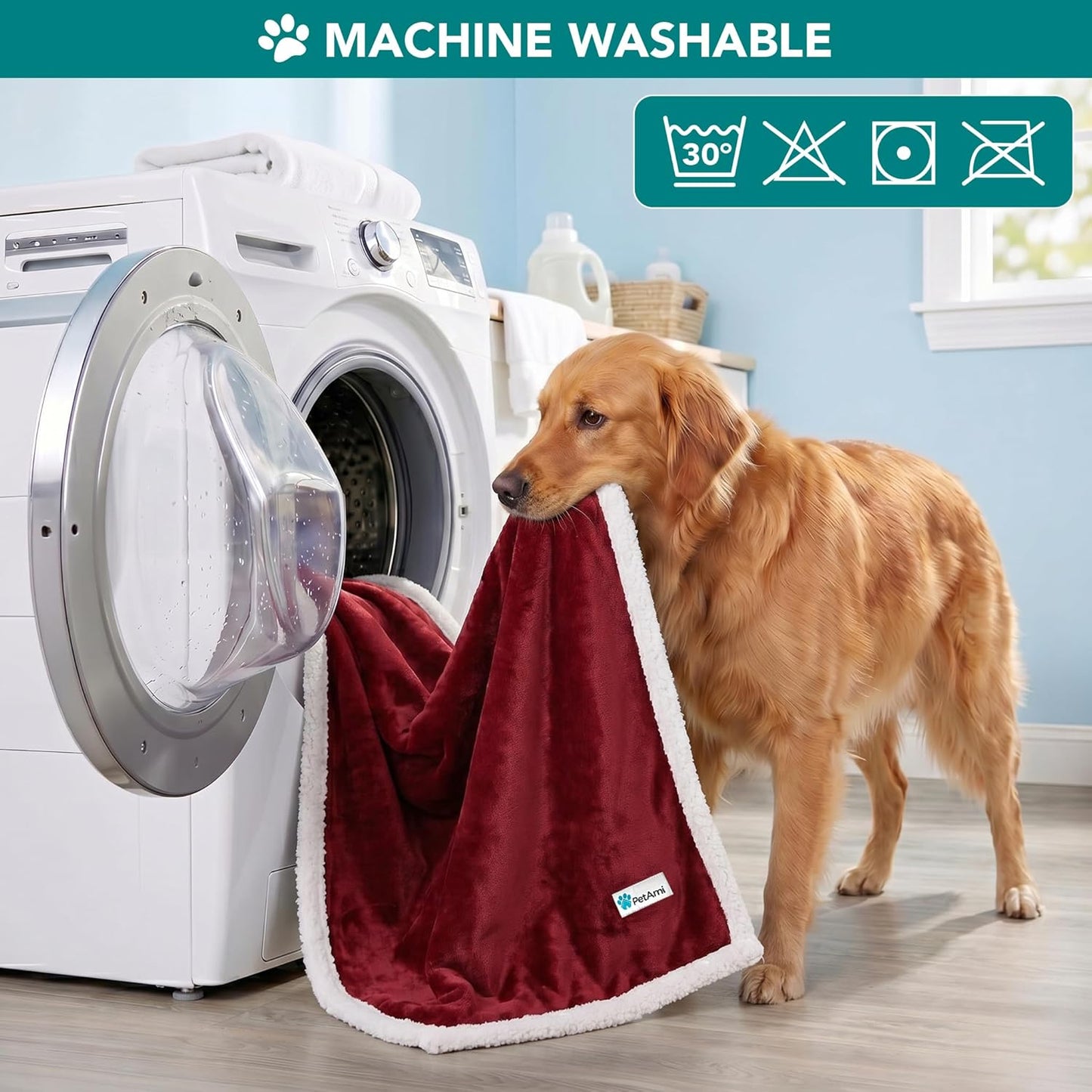Dog Blanket for Small Medium Dogs, Pet Bed Blanket Cat Puppy Kitten, Fleece Furniture Couch Cover Protector Sofa Car, Soft Sherpa Dog Throw Plush Reversible Washable, Mini 29X40 Maroon Red