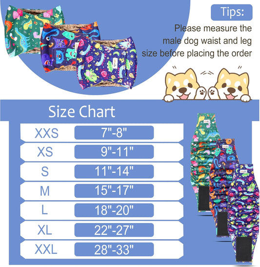 Reusable Dog Diapers Male 3Pcs, Premium Washable Belly Band for Male Dogs Xlarge, High Absorbing Male Dog Wraps for Doggie & Puppy in Incontinence, Excitable Urination and Training XL