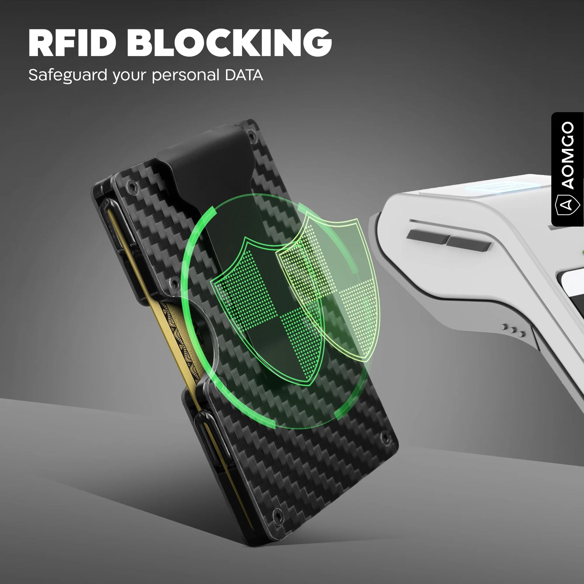 Slim Wallet for Men - RFID Blocking Carbon Fiber Money Clip & Cash Strap - Minimalist Front Pocket Wallet Credit Card Holder for Him - 14 Cards