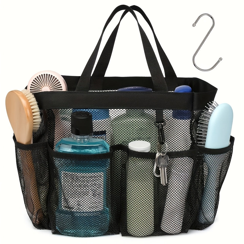 1pc Portable Mesh Shower Rack – Essential Quick-Dry Hanging Storage Bag for University Dorms, Bathrooms, Gyms, Camping, Travel, Cruises, Beaches – Shower Handbag Washbag Basket