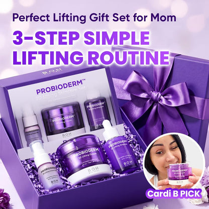 [Cardi B'S Pick] Probioderm 3D Lifting Skincare Set | Korean Night Cream, Serum & Hydrating Face Mist for Lifting & Firming | Perfect Anti-Aging Routine for Dry, Dull, Saggy Skin