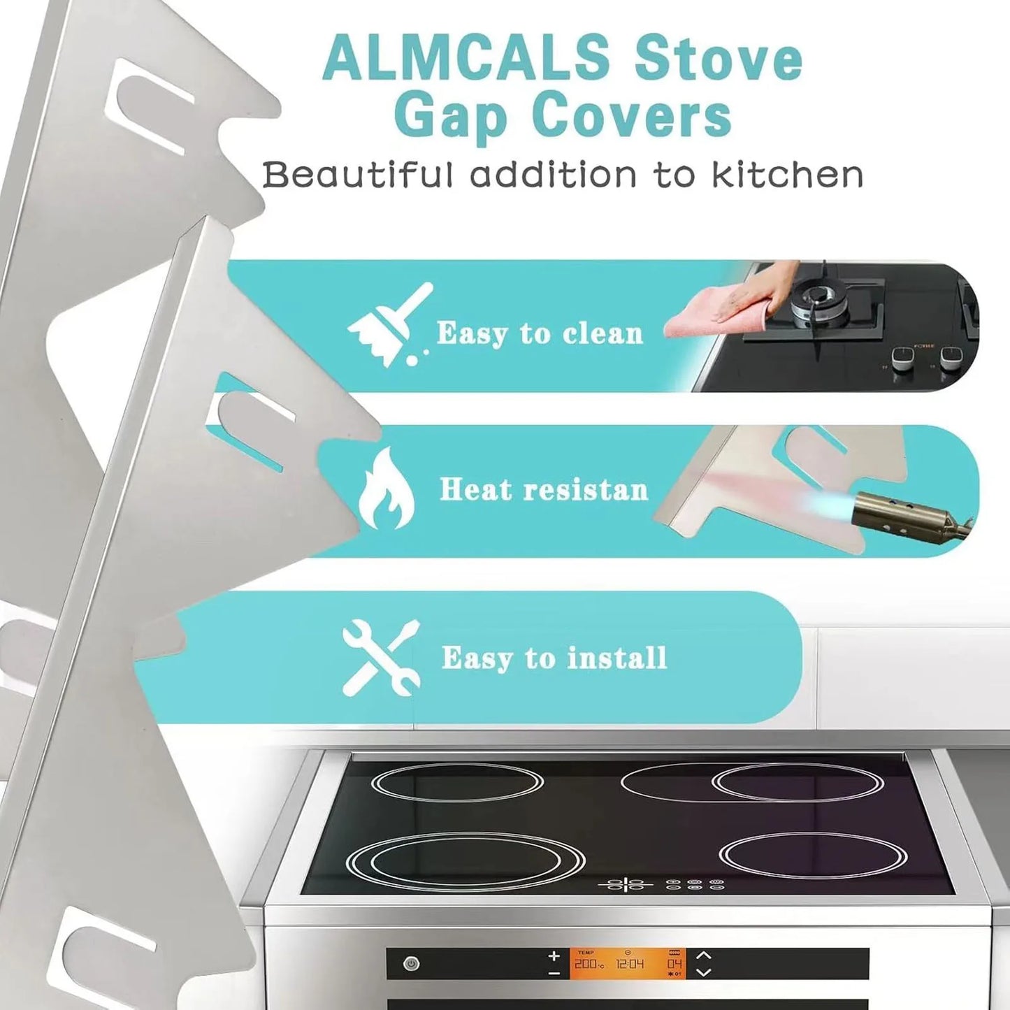 Stainless Steel Stove Gap Cover 2 Pairs Adjustable Inch Multi Kitchen Gap Filler Counter Cover Easy Clean Silver Home