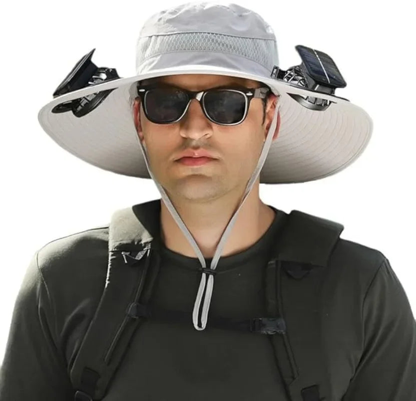 Sunscreen Sun Hat with Solar Fan Outdoor Wide Brim Sun Hat with Fan Upf50 USB Charging Wide Brim Sun Hat for Travel Outdoor