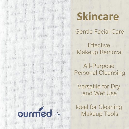 Face Towels, Disposable Biodegradable Facial Towels for Sensitive Skin, Lint- Free Face Wipes for Washing Face, Skincare and Makeup Remover, Dry Wipes, 10"×12" Extra Large, 50 Count