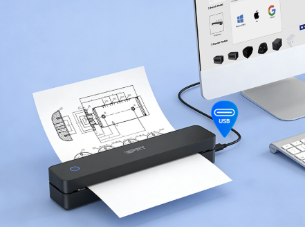 HPRT Portable Wireless Thermal Printer, Ideal for Travel And Home Use, Includes Carrying Case And 200 Sheets of Thermal Paper, Supports 8.5X11-Inch US Letter Size, Compatible with Smartphones And Laptops