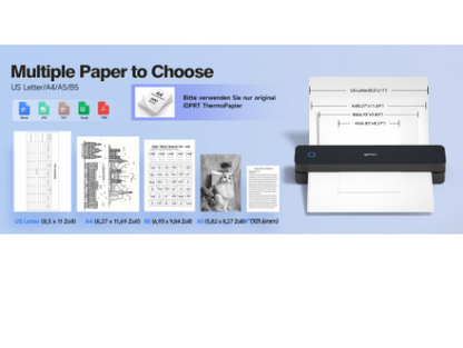 HPRT Portable Wireless Thermal Printer, Ideal for Travel And Home Use, Includes Carrying Case And 200 Sheets of Thermal Paper, Supports 8.5X11-Inch US Letter Size, Compatible with Smartphones And Laptops