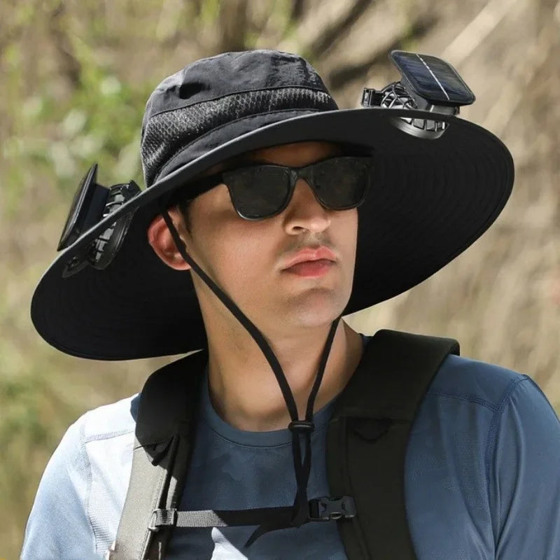 Sunscreen Sun Hat with Solar Fan Outdoor Wide Brim Sun Hat with Fan Upf50 USB Charging Wide Brim Sun Hat for Travel Outdoor