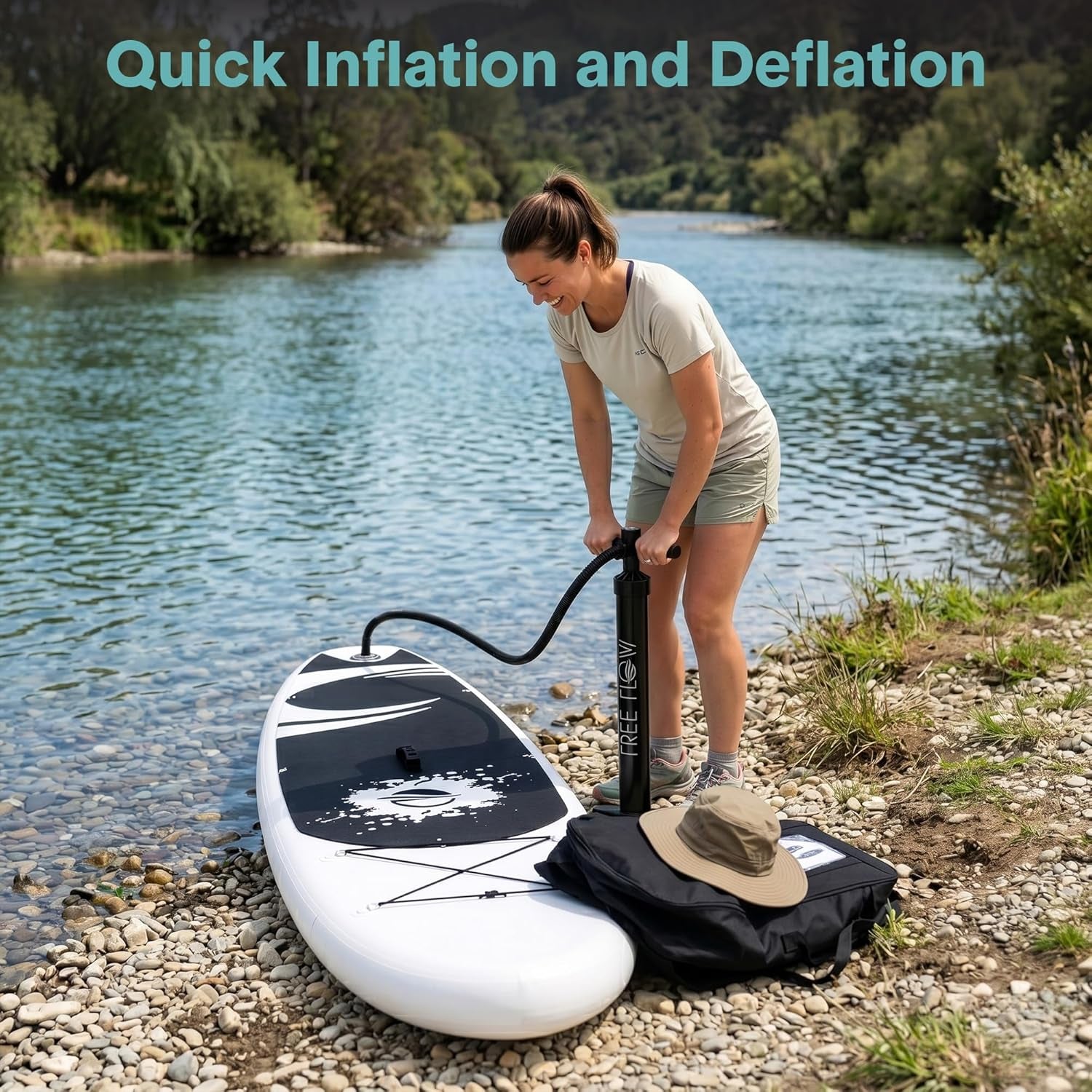 Inflatable Stand up Paddle Board with Premium SUP Accessories – Wide Stable Design with Non-Slip EVA Deck Pad for Adults and Youth of All Skill Levels, 350 Lbs Capacity