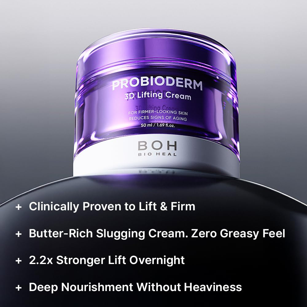 [Cardi B'S Pick]  Probioderm 3D Lifting Cream 1.7 Fl Oz - Advanced Korean Facial Night Cream with 17-Peptide Complex & Probioderm for Face and Neck, Butter-Rich Texture for Perfect Slugging